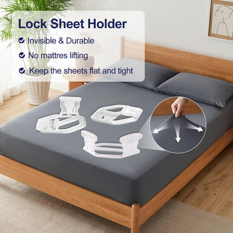 Tenlary in use holding fitted sheet flat during sleep movement