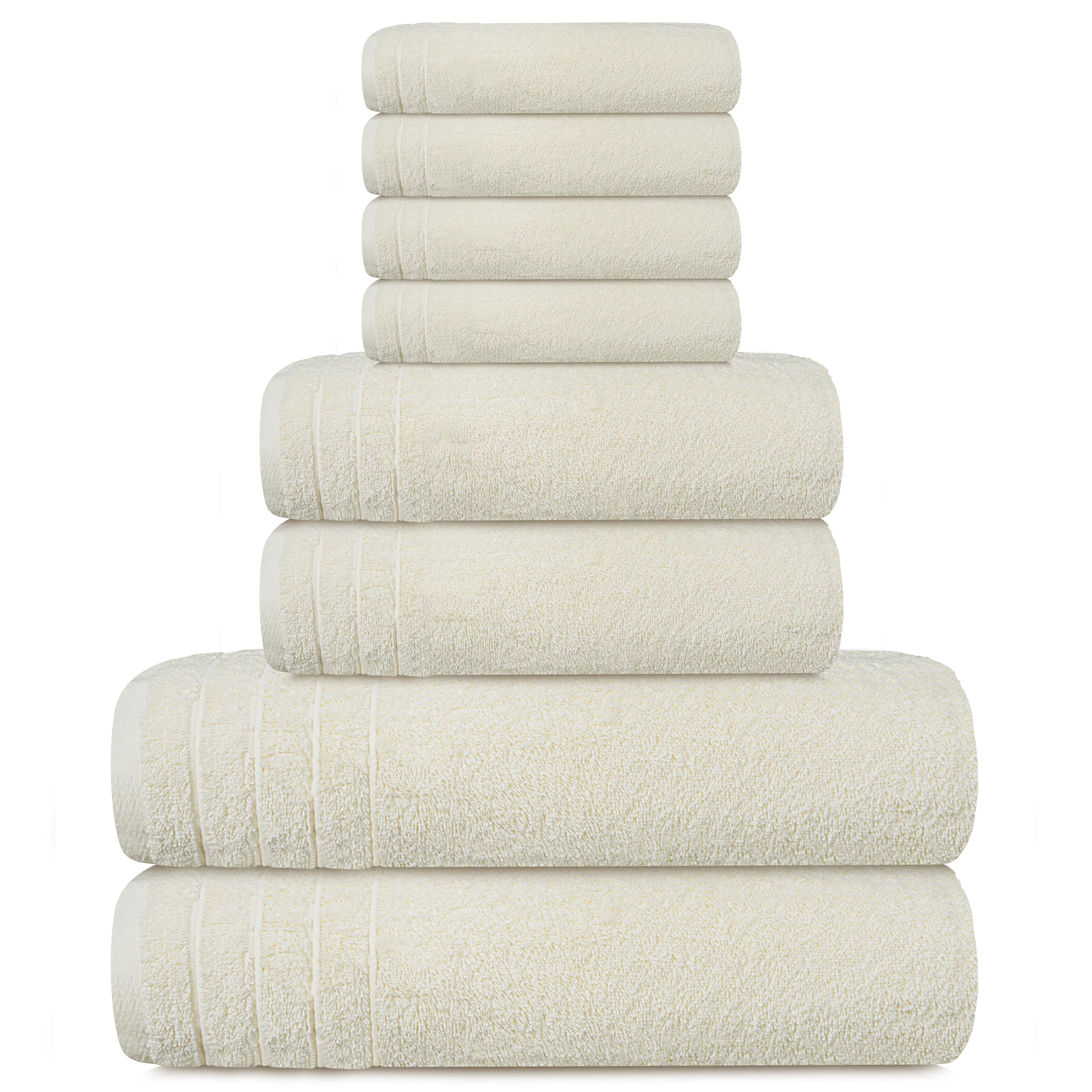 Tens Towels neatly folded on a shelf showing tidy storage and neutral style