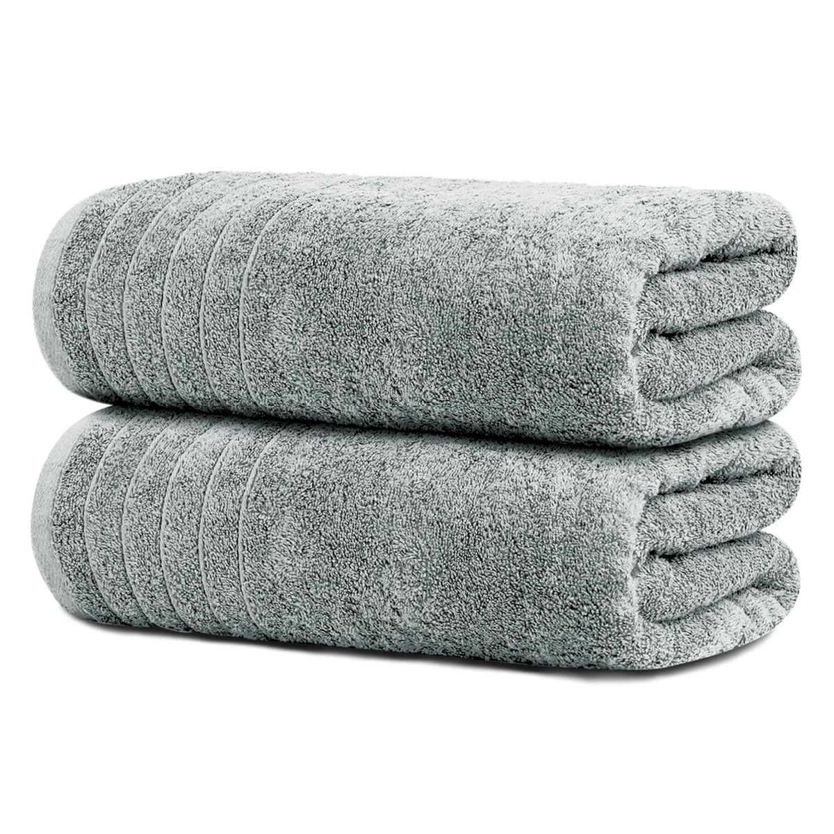 Tens Towels folded front view showing cool grey color and neat packaging, stylish storage benefit