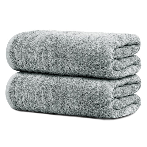 Tens Towels folded front view showing cool grey color and neat packaging, stylish storage benefit
