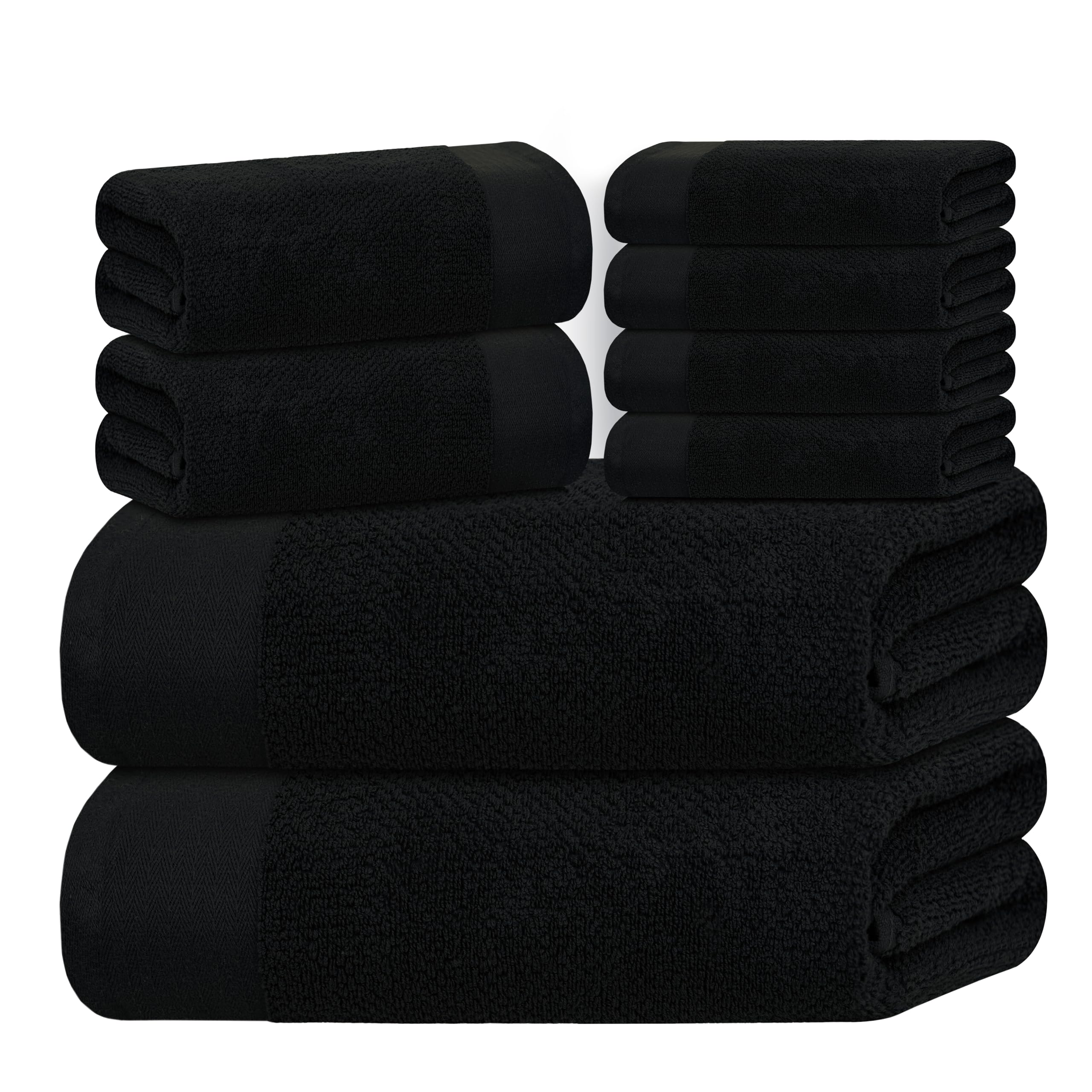 Tens Towels folded front view showing full 8-piece set and neat presentation