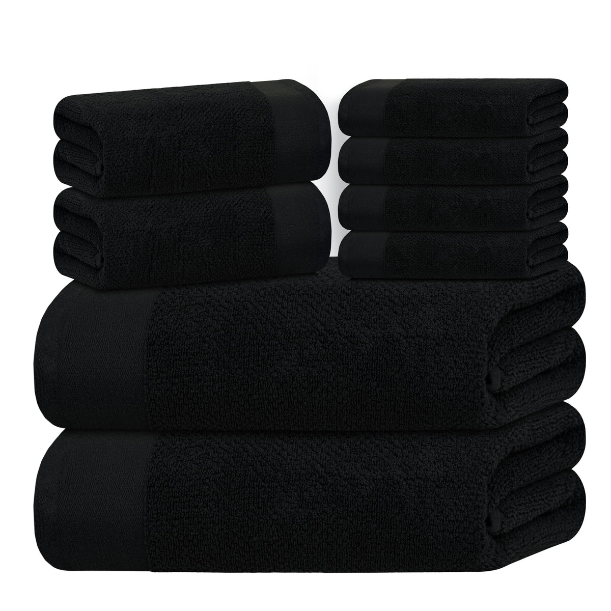Tens Towels folded front view showing full 8-piece set and neat presentation