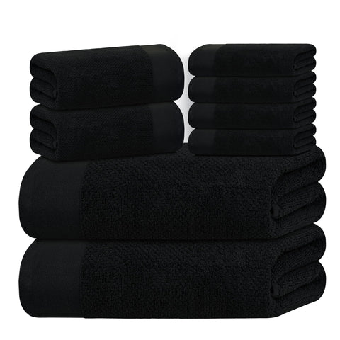 Tens Towels folded front view showing full 8-piece set and neat presentation