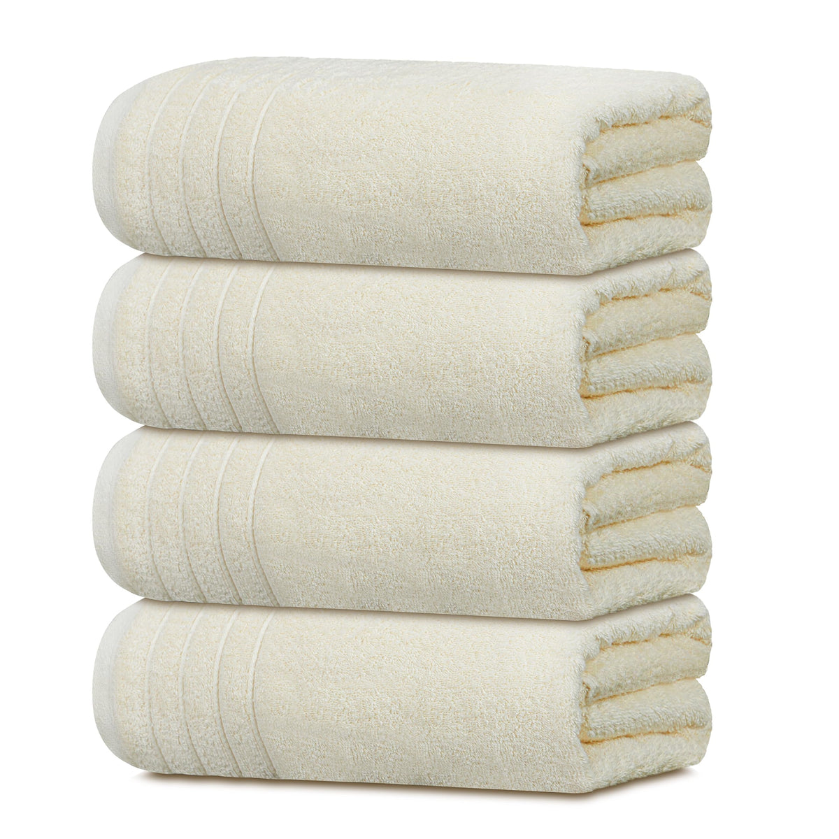 Tens Towels front packaging cream showing set of four and neat fold benefit