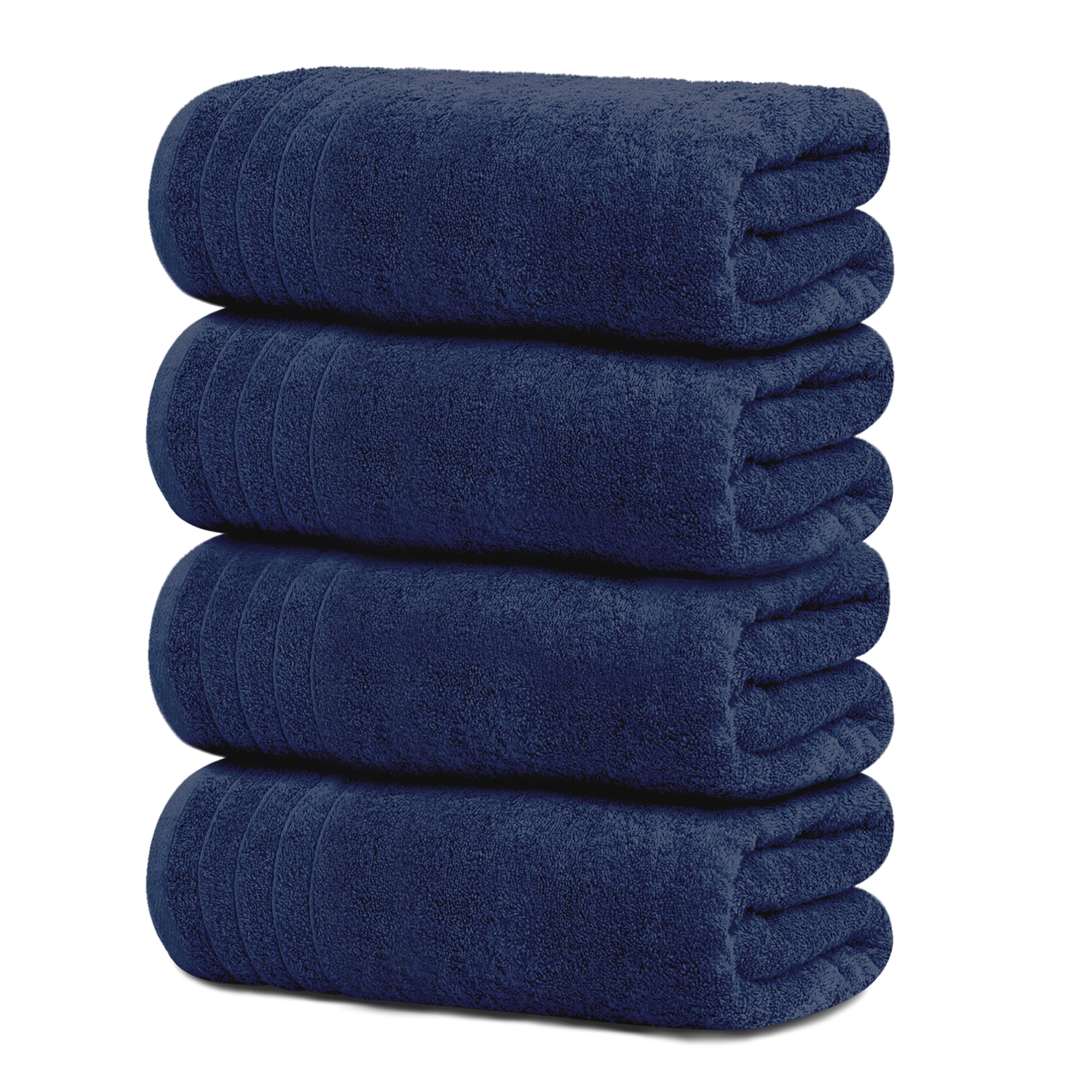 Tens Towels front view of four-pack navy towels showing coordinated set and convenience