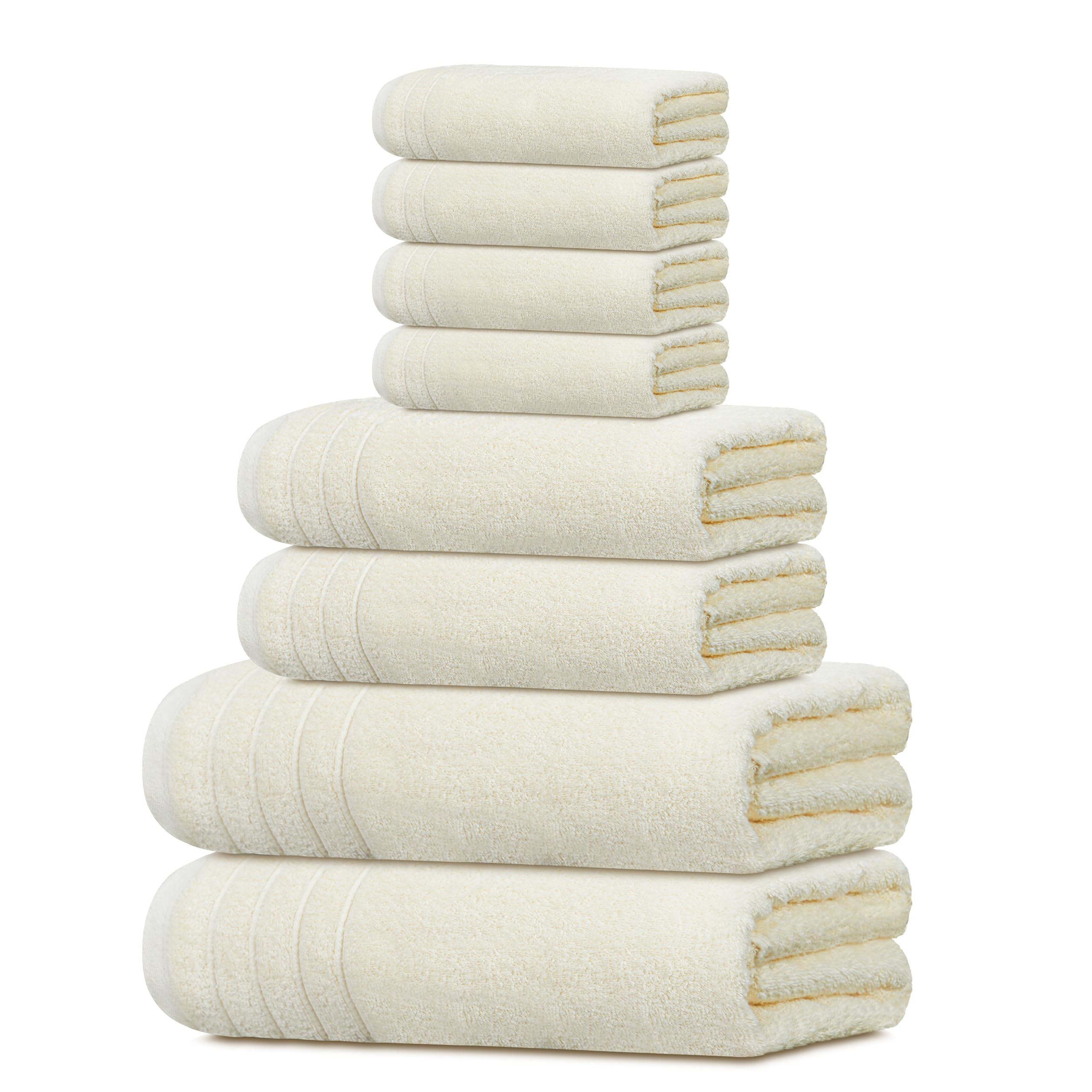 Tens Towels front packaging showing full 8-piece set and neutral cream tone