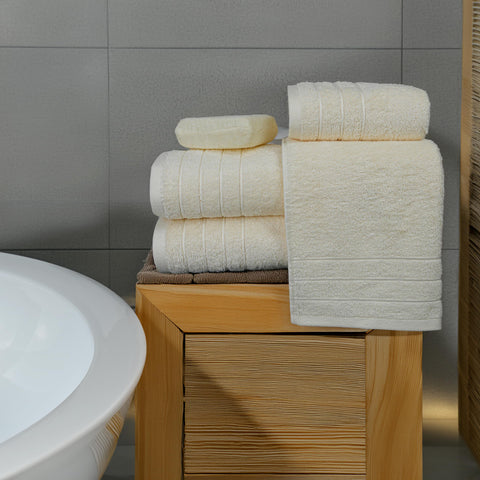 Tens Towels washcloths stacked to show compact storage and quick drying