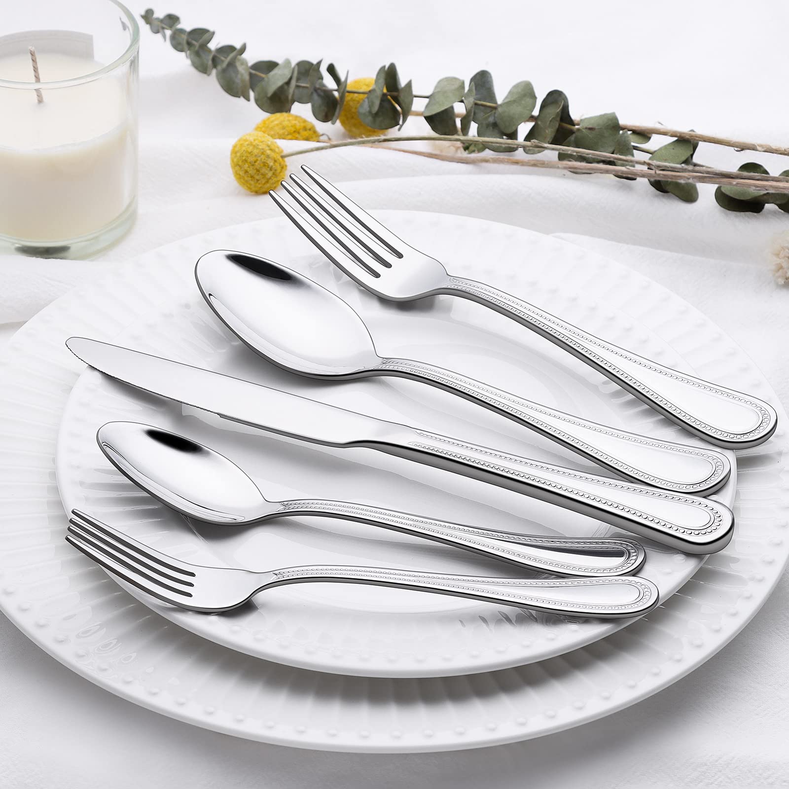 Terlulu flatware loaded in dishwasher illustrating easy cleanup