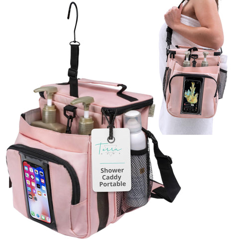 TERRA HOME front view blush pink shows organized compartments and stylish look