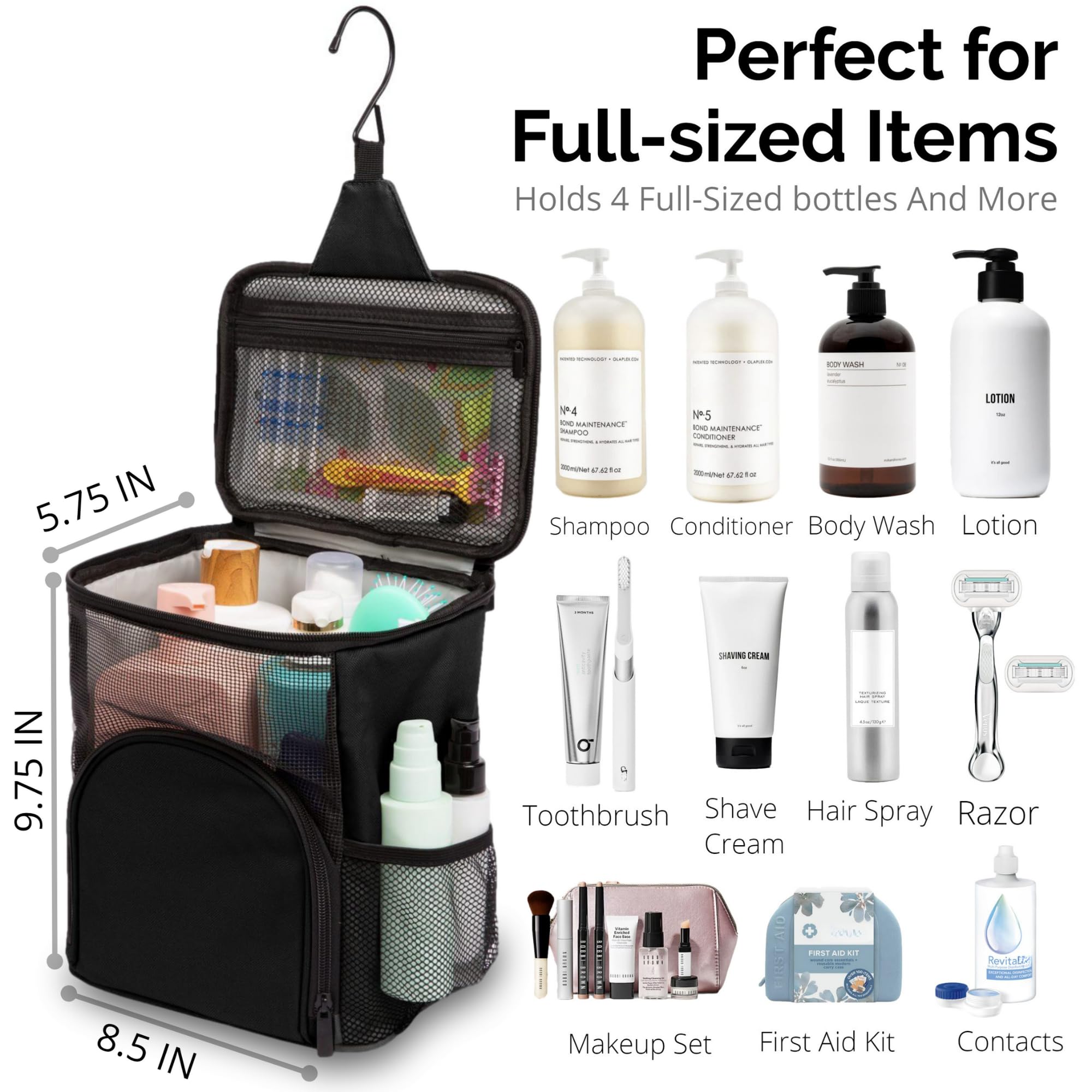 TERRA HOME hanging on shower hook for quick access and organization