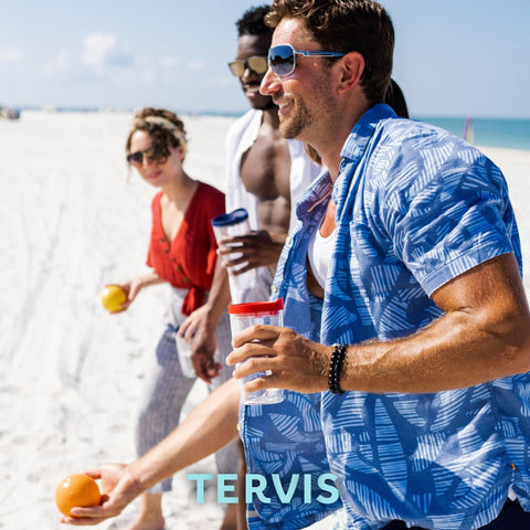 Tervis on a picnic table showing outdoor-ready durability and travel convenience