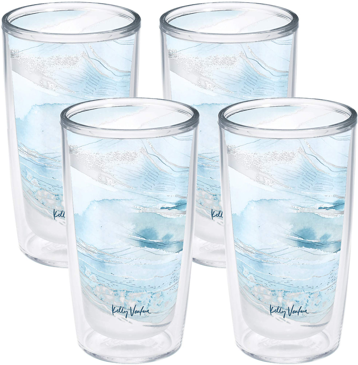Tervis front view of Currents 4-pack shows colorful design and capacity benefit