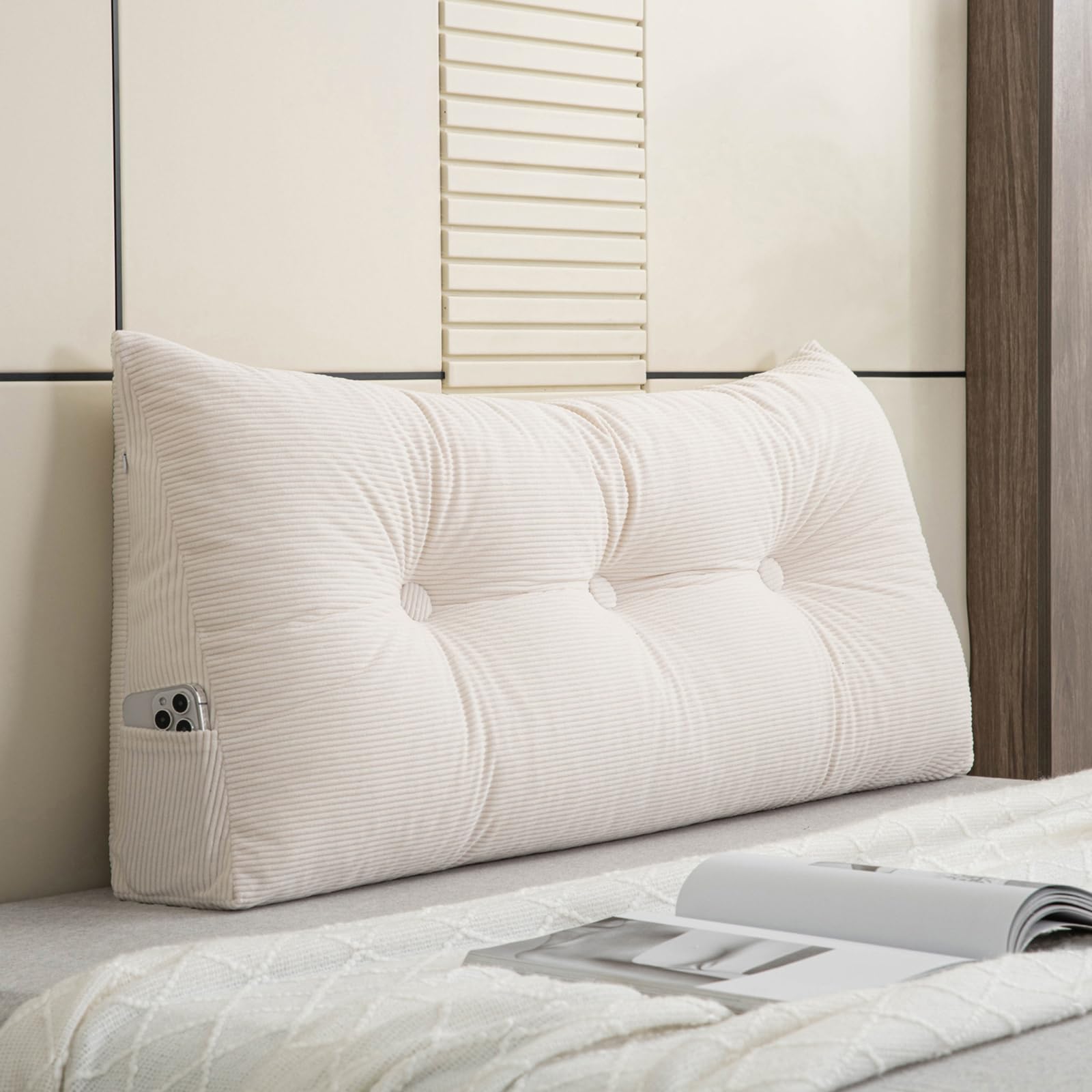 TESICA front-facing twin headboard pillow providing stable back support