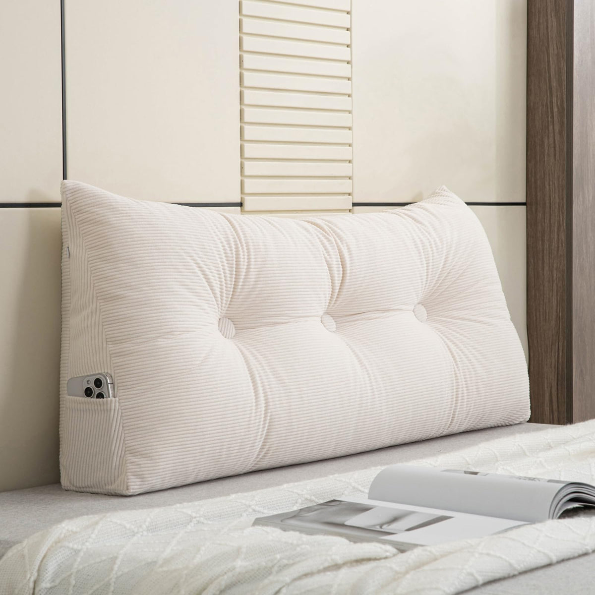 TESICA front-facing twin headboard pillow providing stable back support