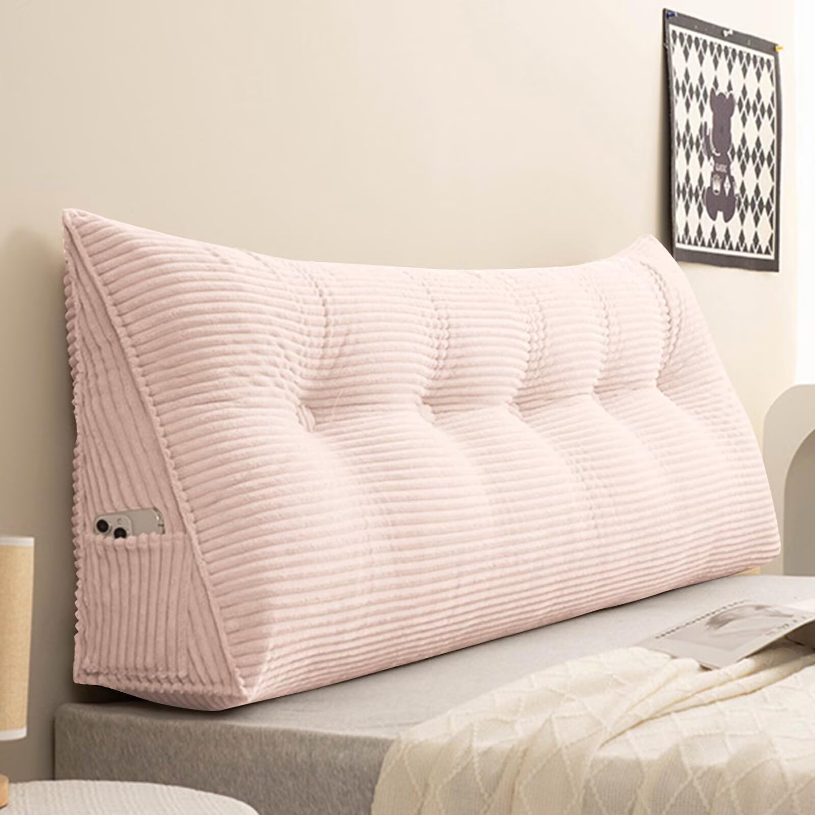 TESICA front view twin corduroy wedge providing upright bed support