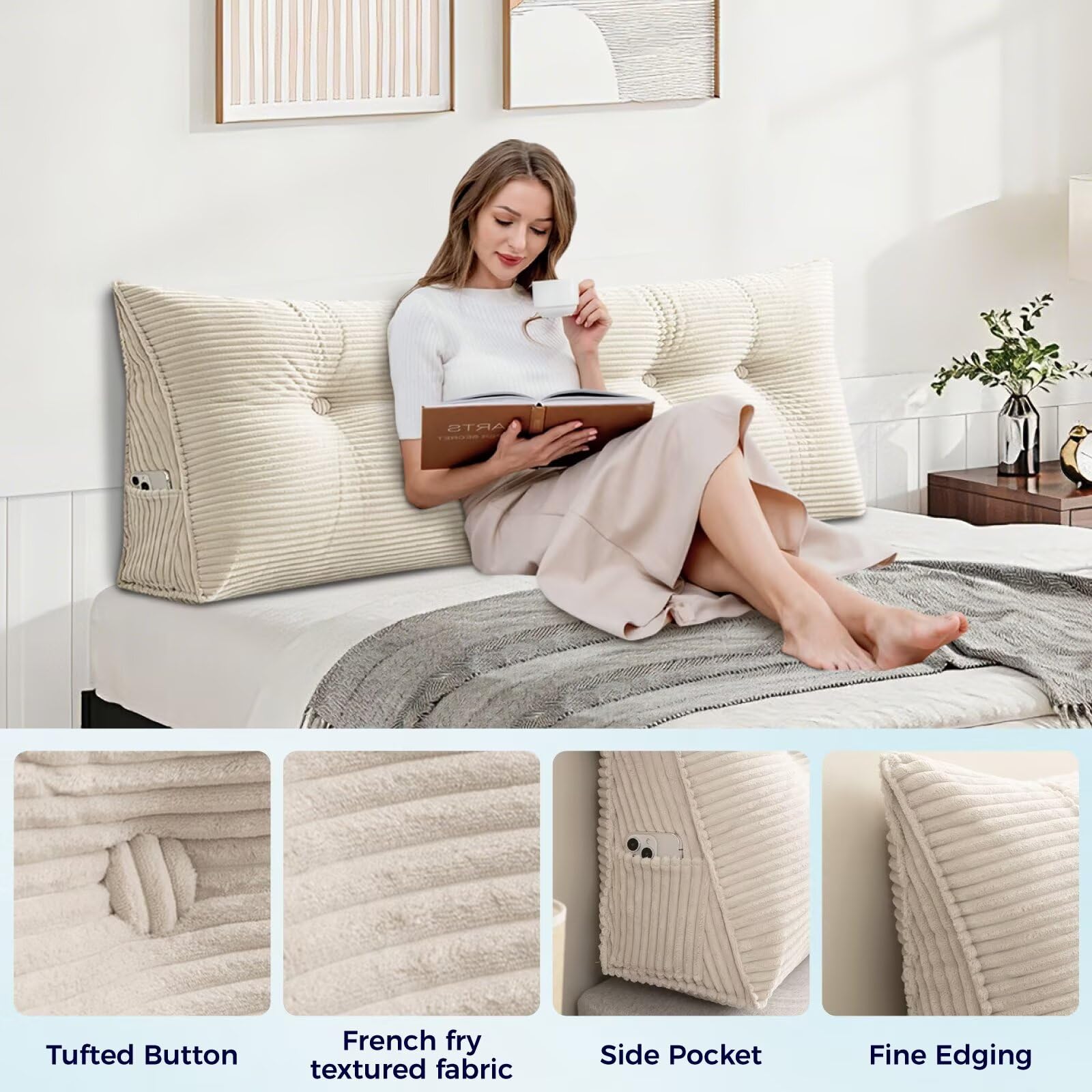 TESICA in use reading on daybed for improved sitting comfort