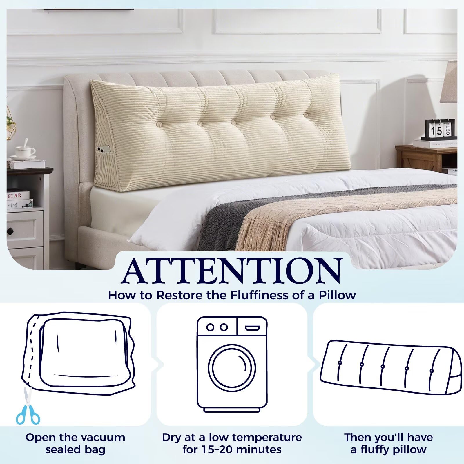 TESICA size comparison on twin bed showing full back coverage