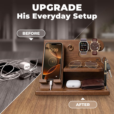 TESLYAR phone in slot with cable benefit keeps device upright while charging