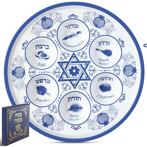 Tessco for you front view of 12-inch Seder plate showing Renaissance design and clear sections