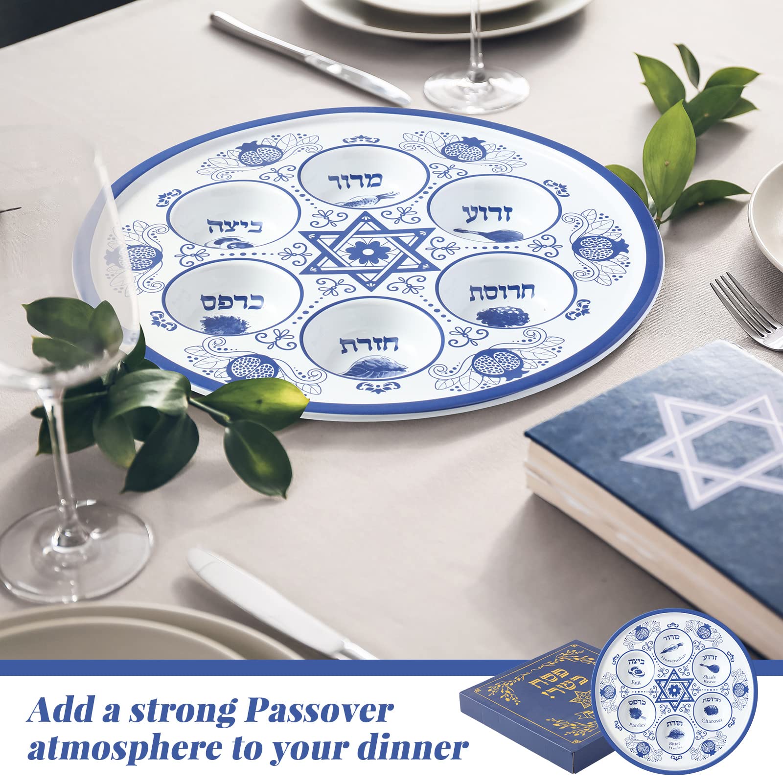 Tessco for you plate arranged with traditional Seder foods showing practical fit and festive display
