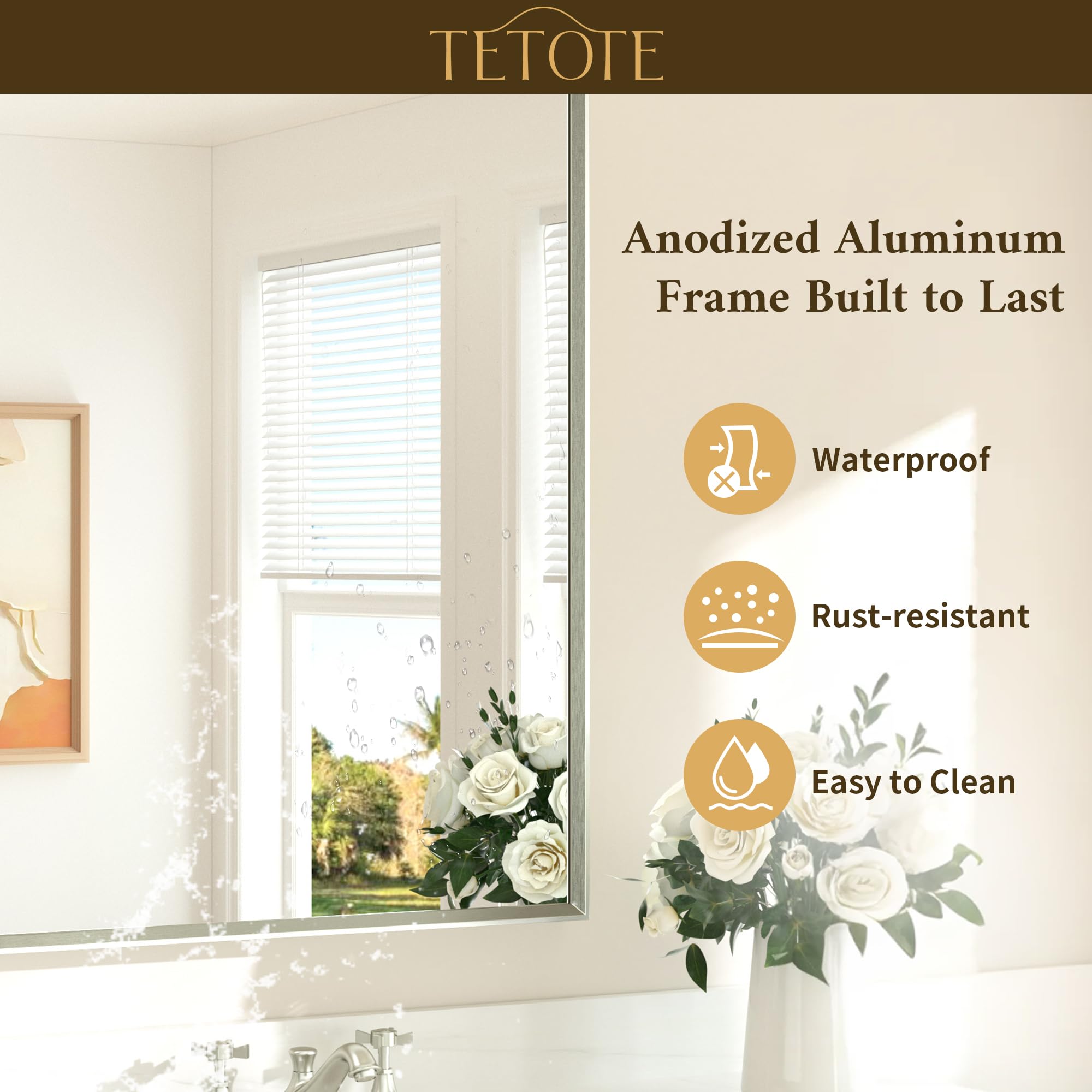 TETOTE mirror with tape measure showing 24x30 size for scale