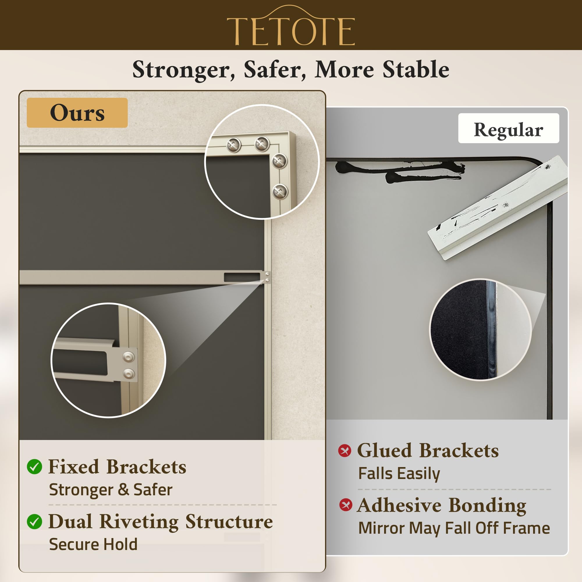 TETOTE tempered glass reflection producing crisp, high-definition image