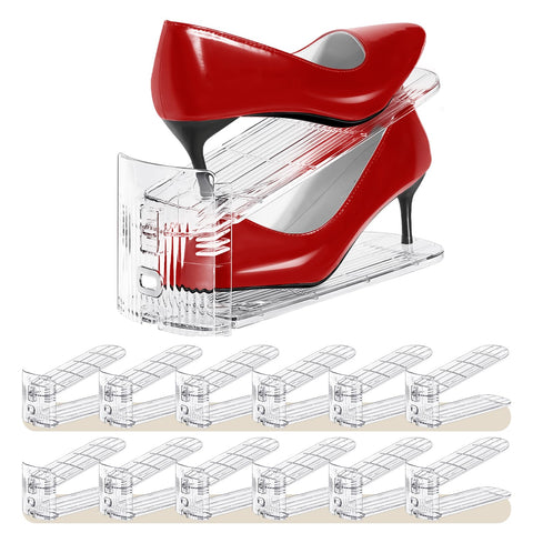 Tgzwme front packaging of 12 transparent shoe slots showing contents and space savings