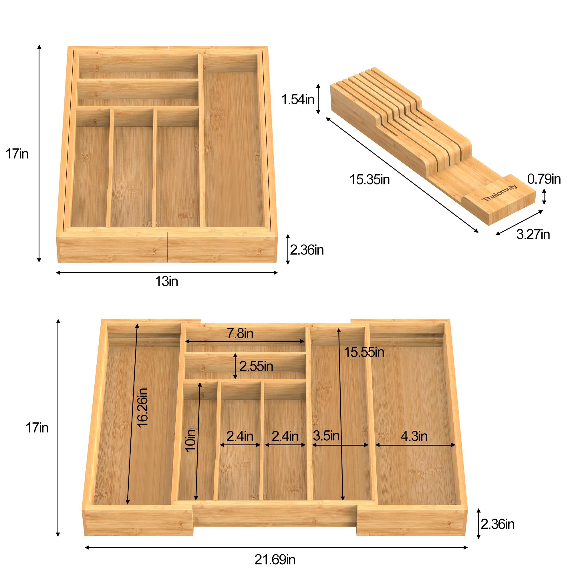 Thalomely installed in a drawer keeping cutlery sorted and easy to find