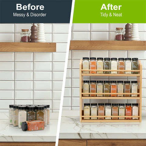 Thalomely mounted on kitchen wall saving counter space and securing jars