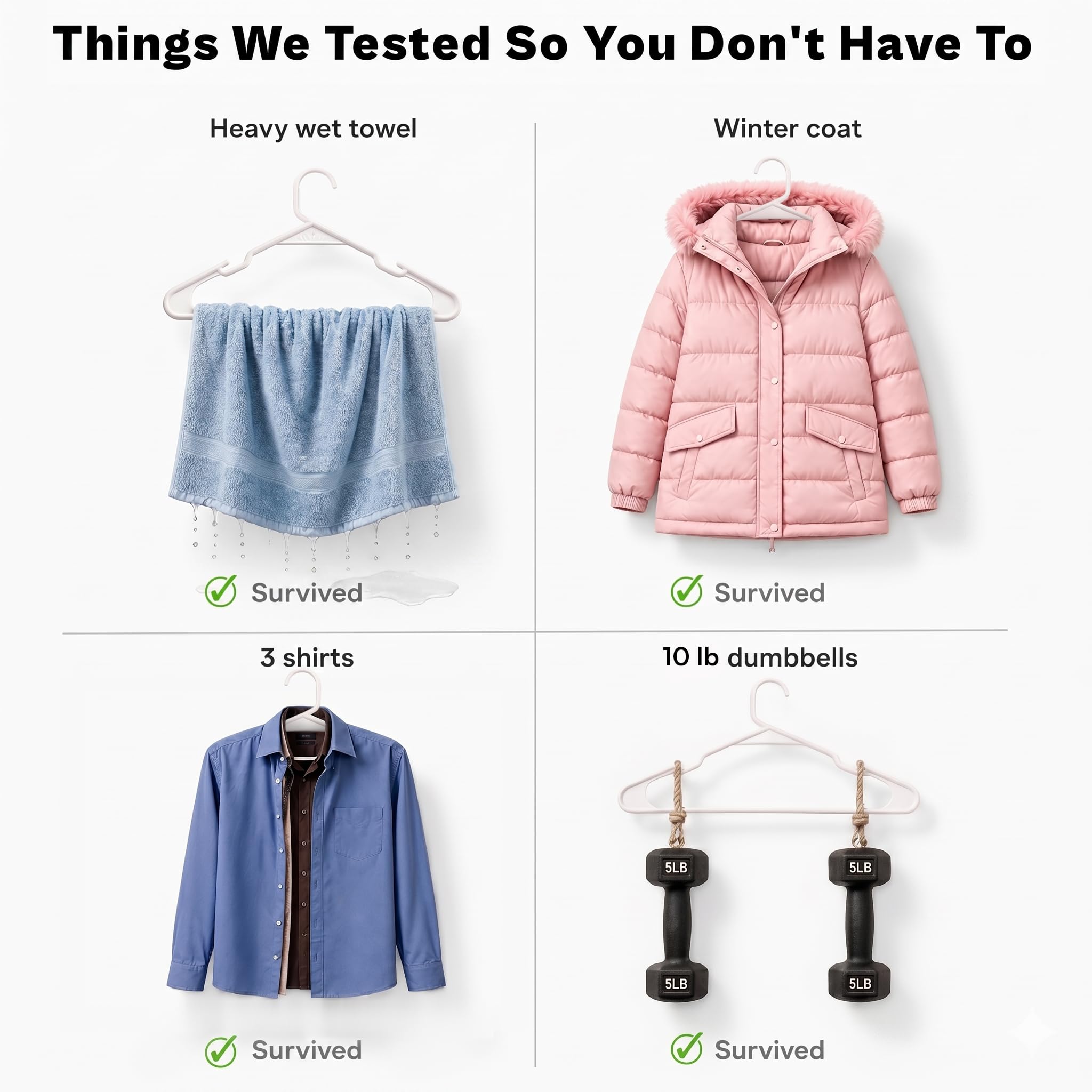 The Boring Hangers supporting a heavy coat without bending for durability