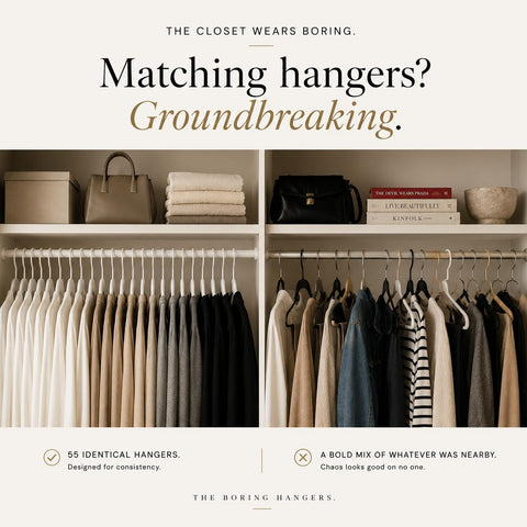 The Boring Hangers comparison showing slimmer profile versus standard hangers