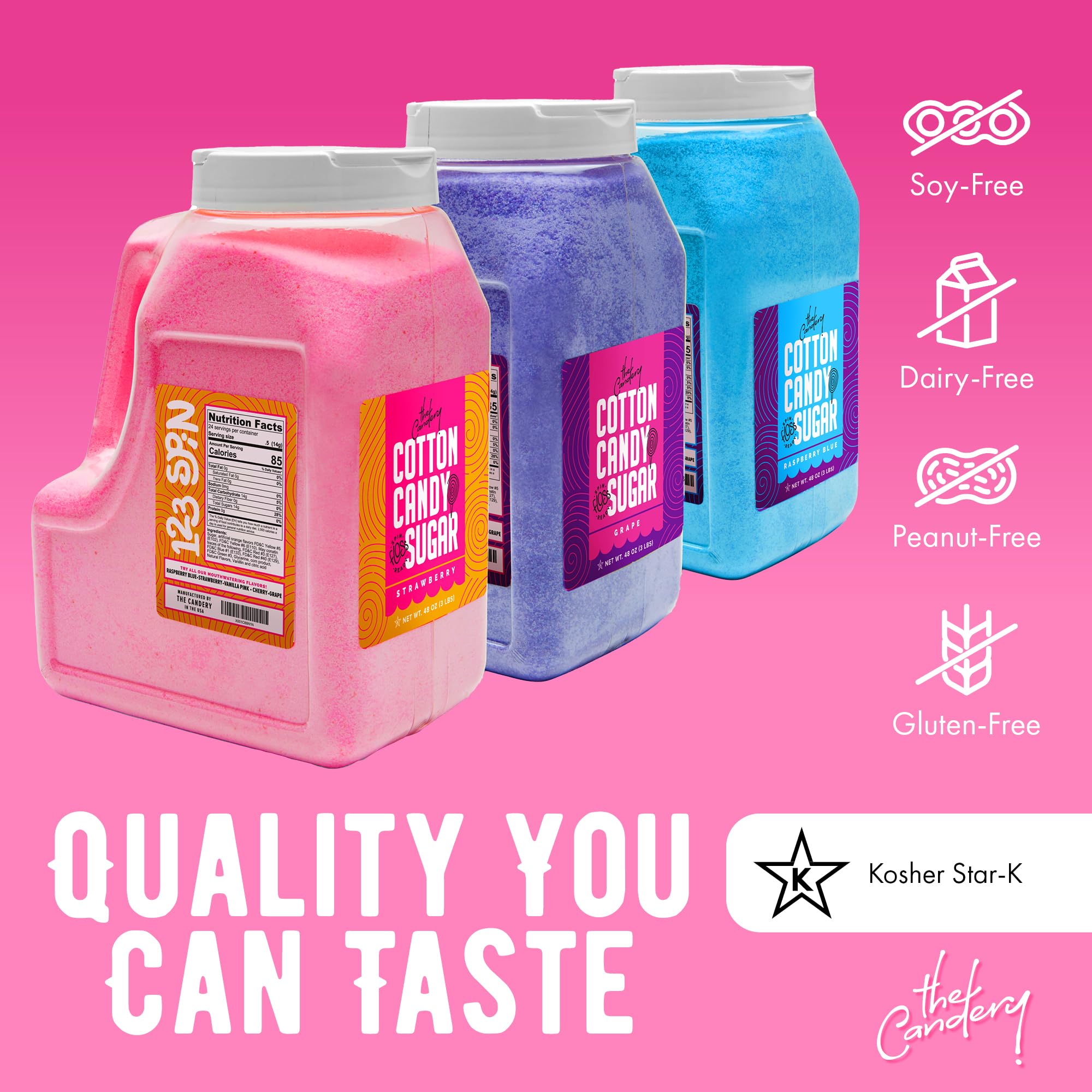 The Candery cotton candy made with jar illustrating fluffy colorful results at events