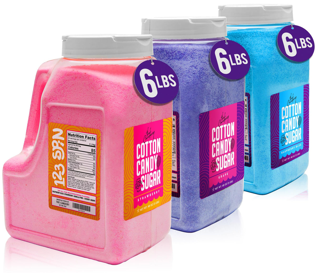 The Candery front packaging 3-pack showing flavors and jar design for quick setup