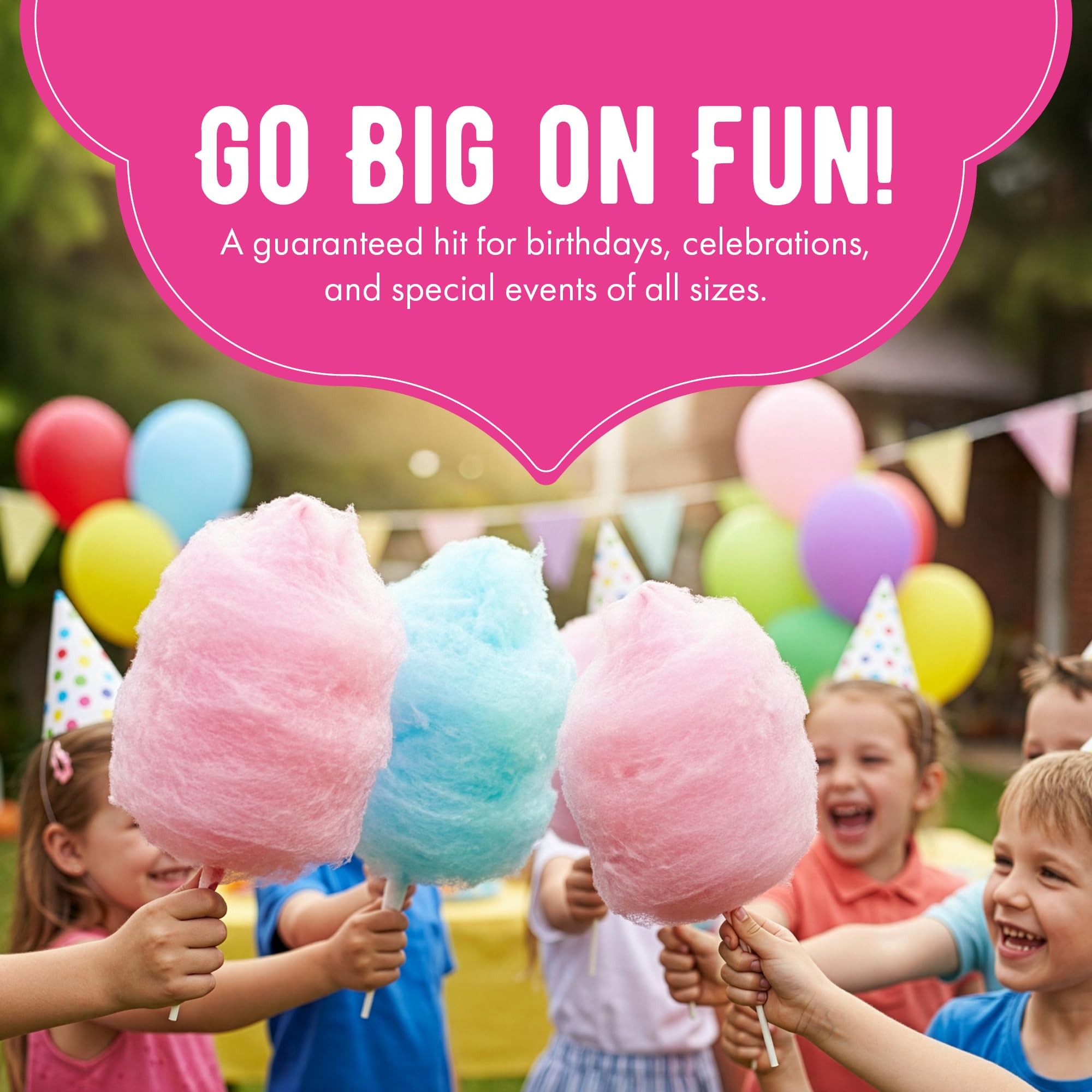 The Candery floss sugar being poured into a cotton candy machine for fast serving
