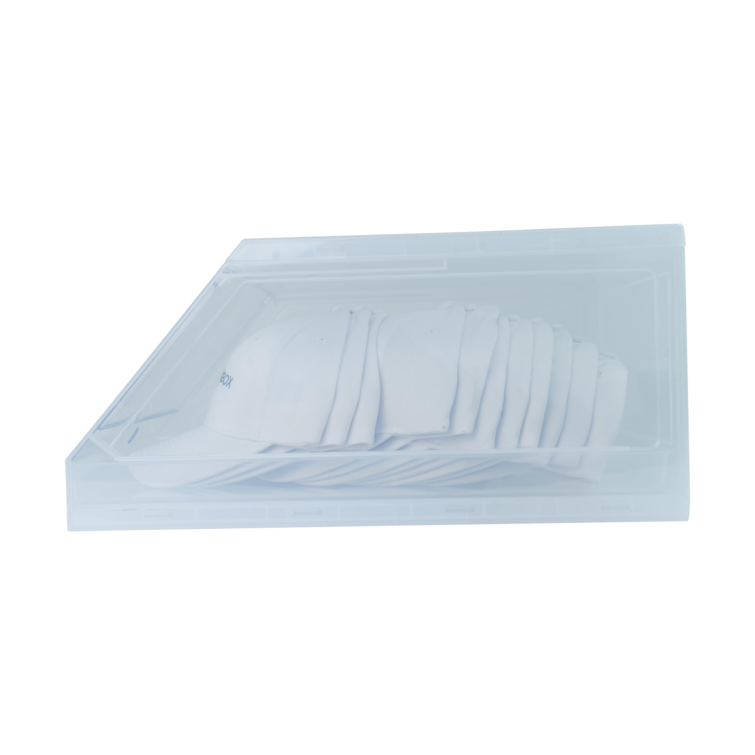 THE CAP BOX sliding tray pulled out demonstrating easy access and anti-tilt safety
