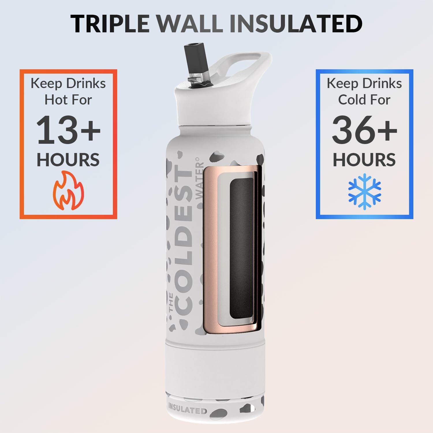 The Coldest Water insulated straw lid close-up for easy hands-free sipping benefit