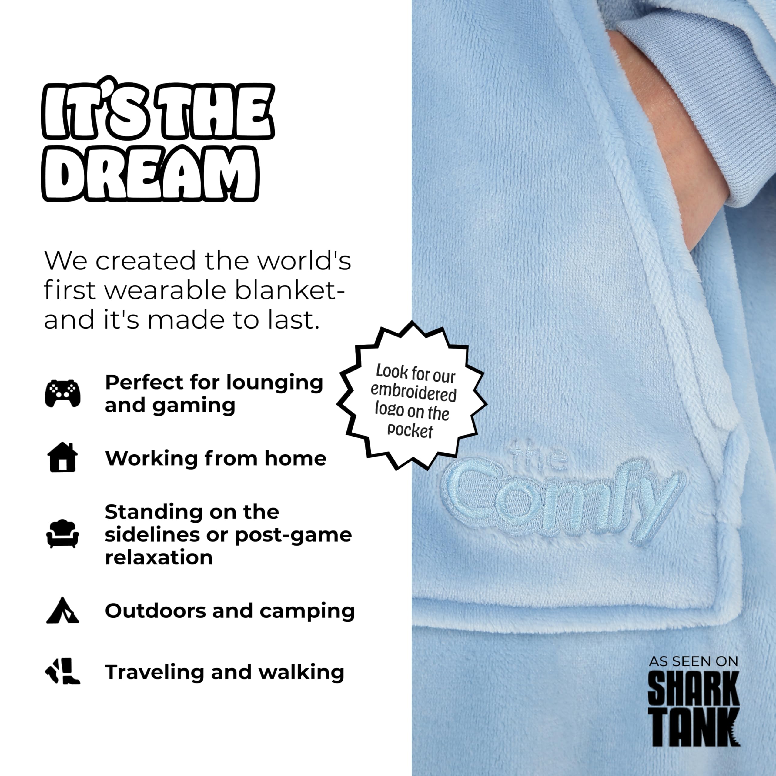 THE COMFY hood detail highlighting plush head coverage and cozy warmth