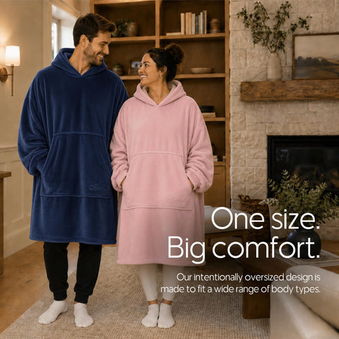 THE COMFY Dream plush hood detail demonstrating head warmth and soft lining