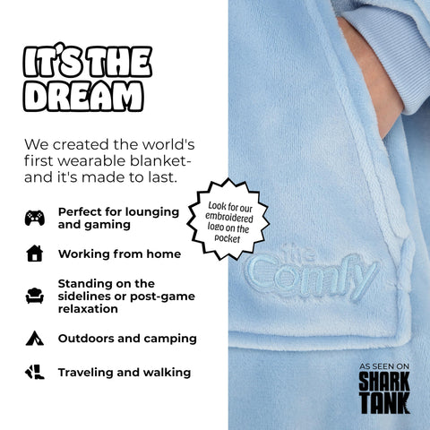 THE COMFY hood detail highlighting plush head coverage and cozy warmth