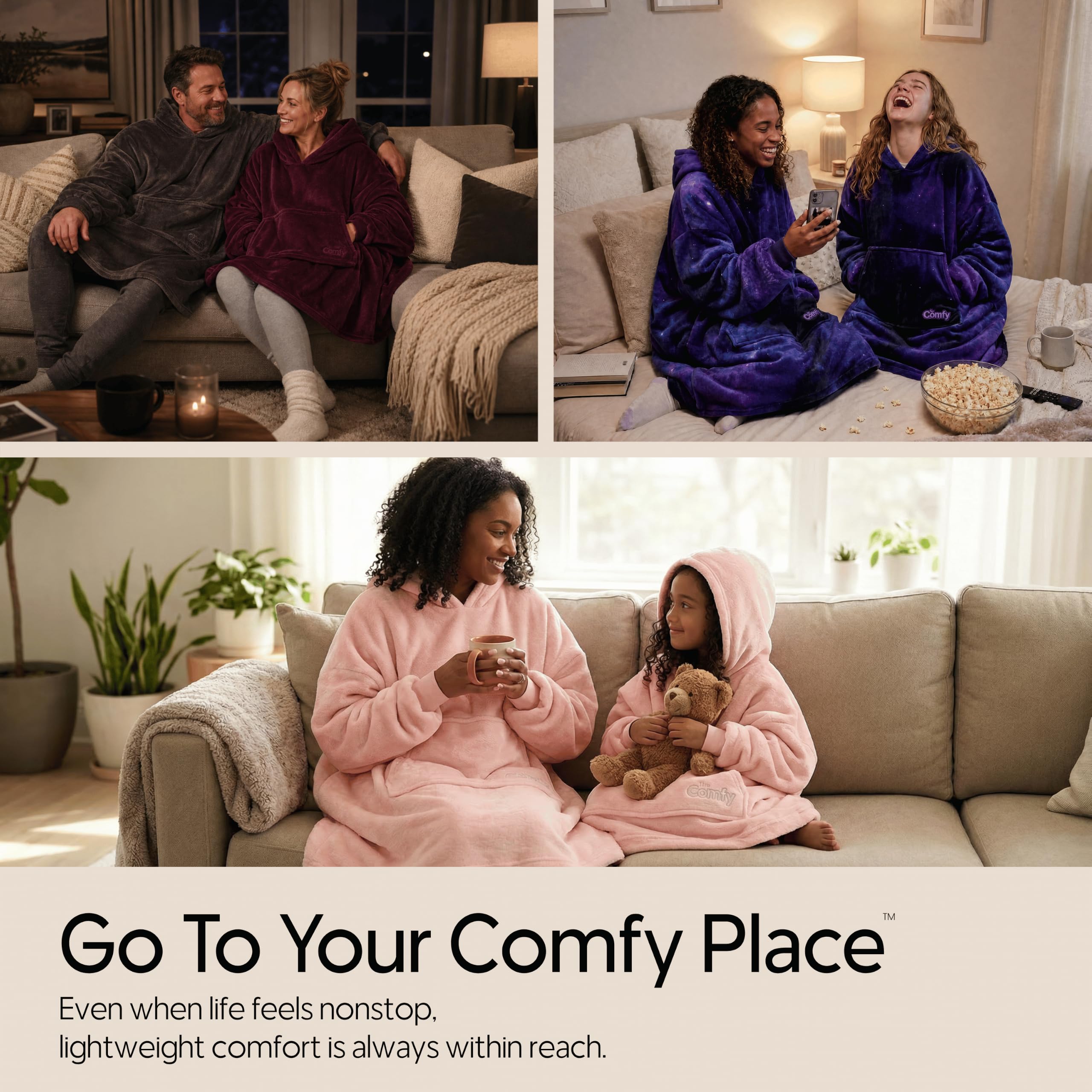 THE COMFY Dream hood profile illustrating cozy head coverage and warmth