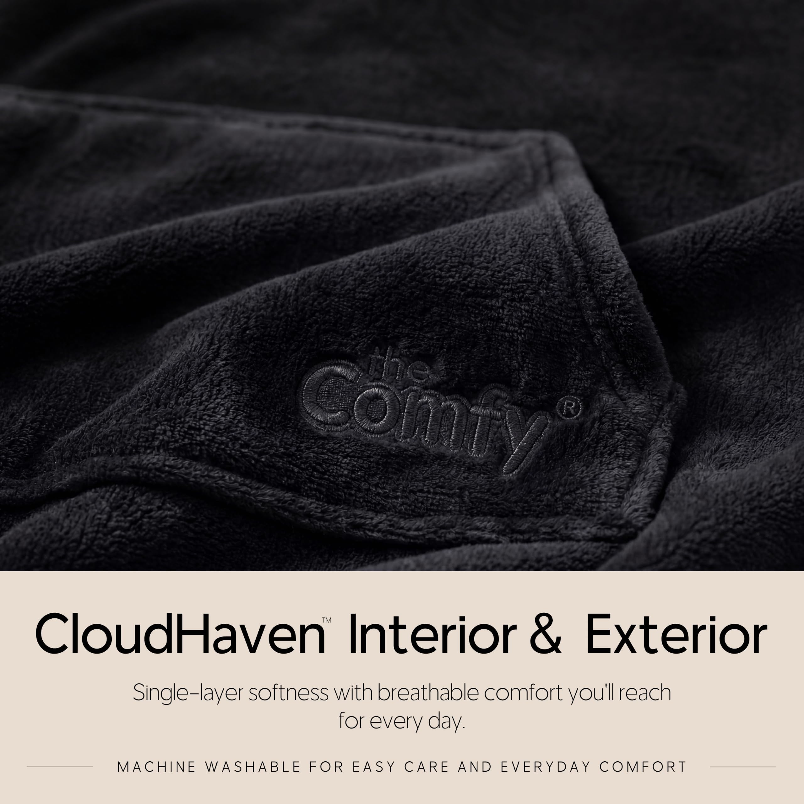 THE COMFY Dream worn on couch lifestyle scene showing hands-free movement