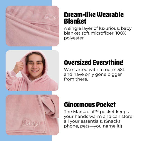 THE COMFY Dream giant pocket close-up holding essentials for convenience