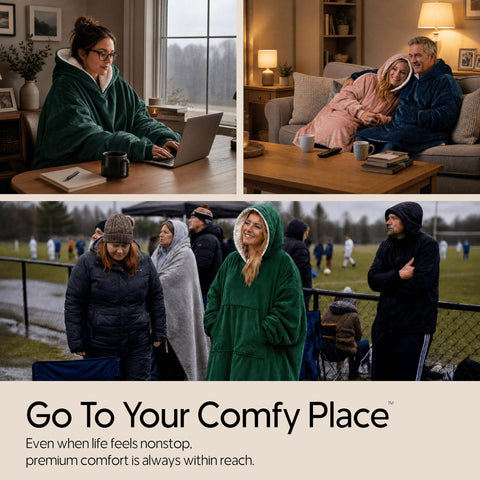 THE COMFY giant pocket detail showing storage and convenience benefit