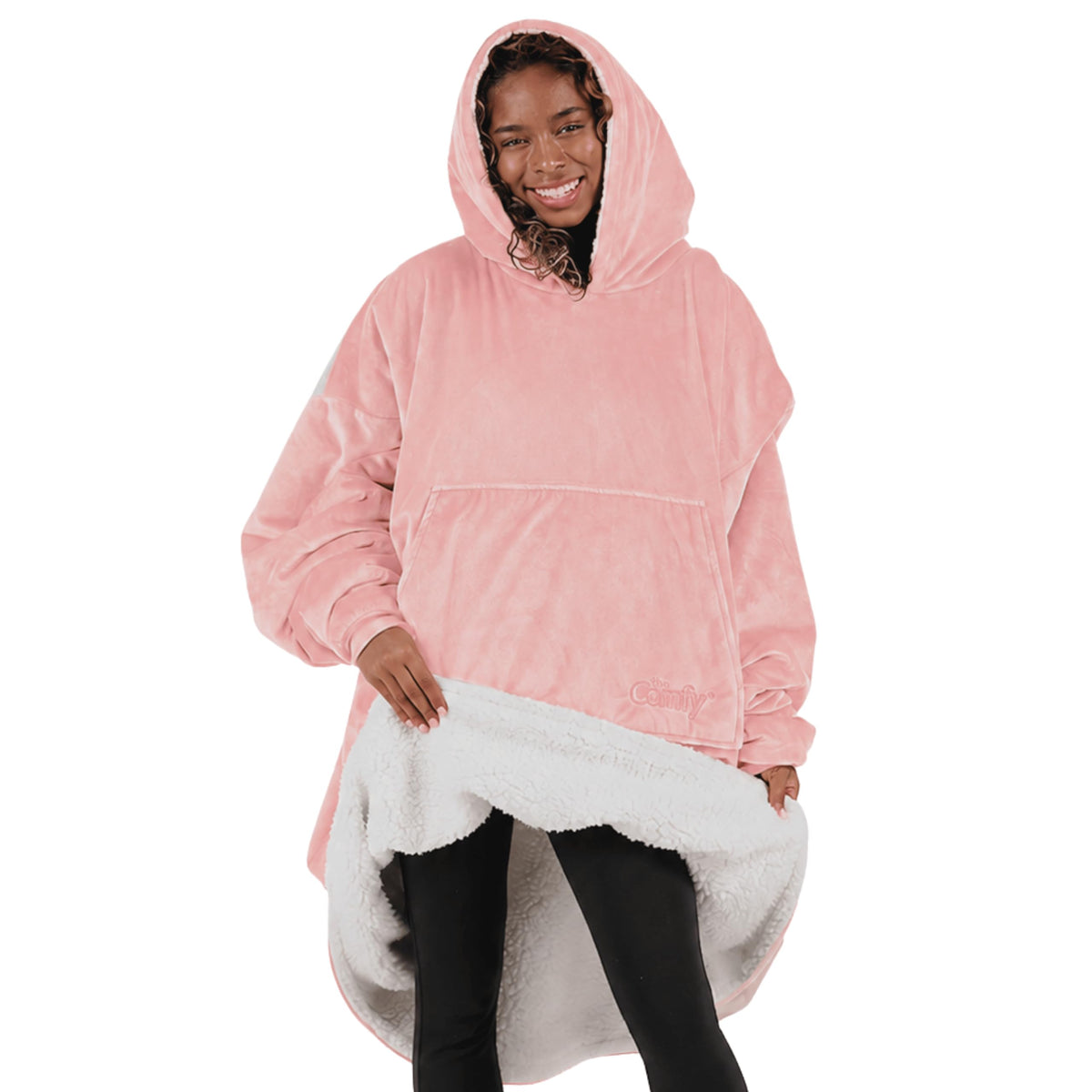 THE COMFY Original front view showing oversized hoodie and relaxed fit for comfort