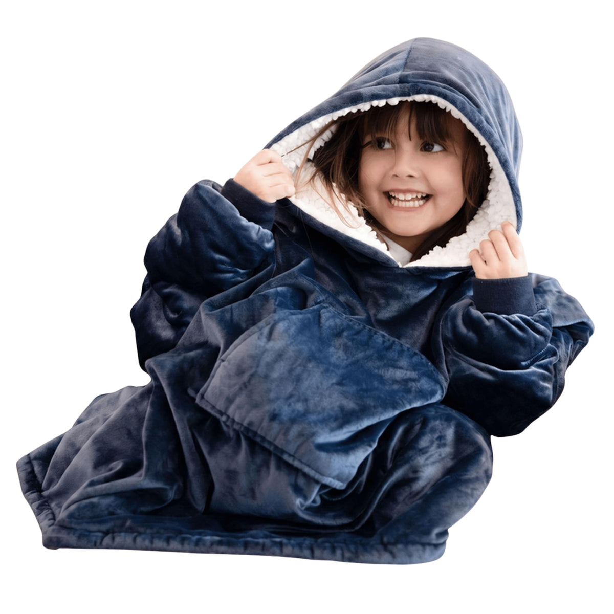THE COMFY Original Jr front view showing cozy hooded wearable blanket benefit warmth
