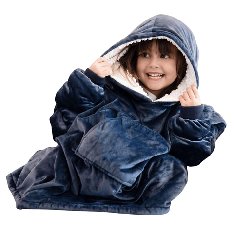 THE COMFY Original Jr front view showing cozy hooded wearable blanket benefit warmth