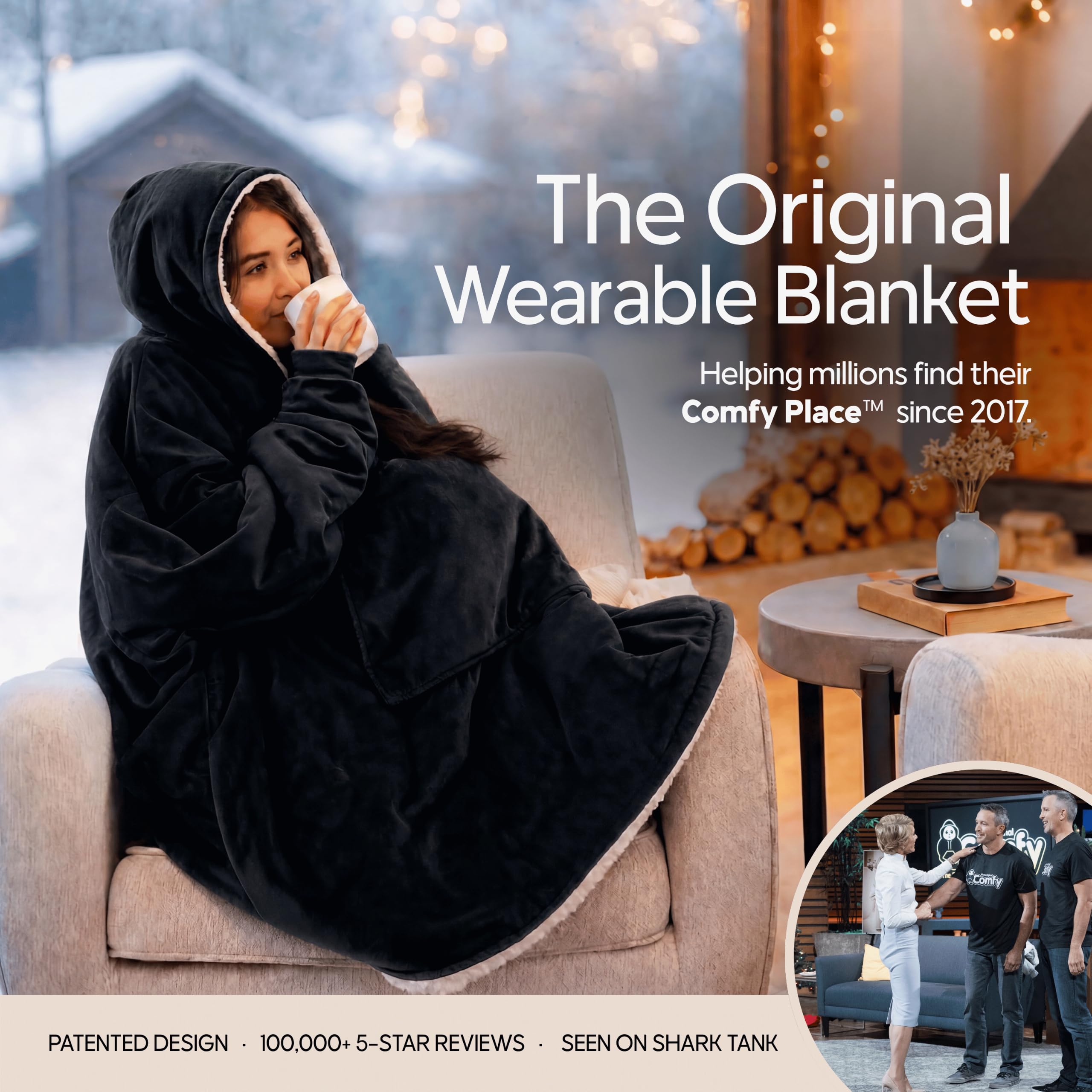 THE COMFY close-up of CloudSherpa lining and Velveluxe exterior showing plush texture and warmth