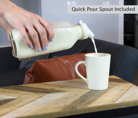 The Dairy Shoppe 48mm snap‑on cap seated on bottle neck ensuring a secure seal