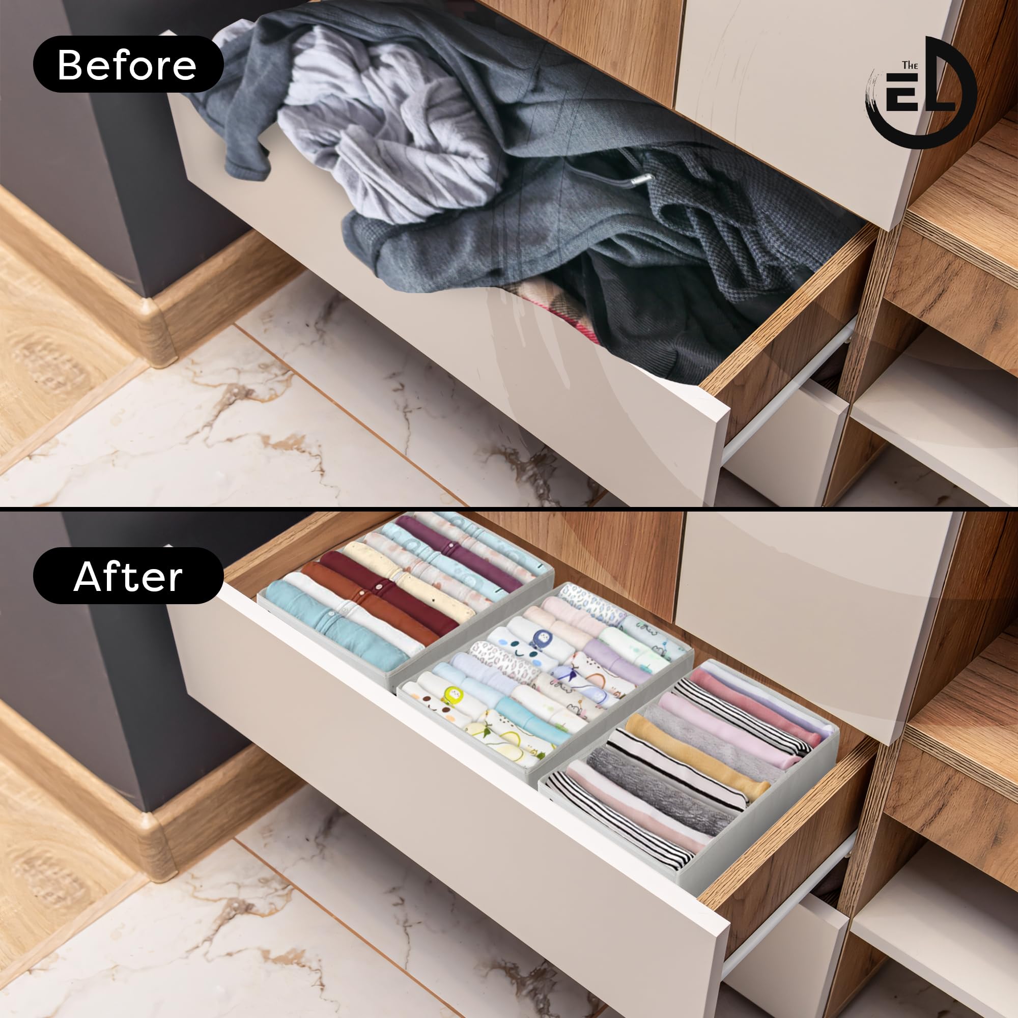 The Edit Living sorting adult T-shirts and underwear to speed morning routines