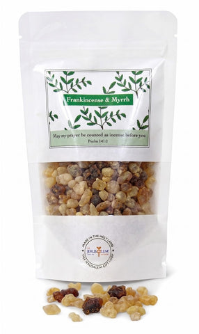 THE JERUSALEM GIFT SHOP front packaging showing frankincense myrrh gift pack, perfect for gifting